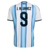Camiseta de fútbol Argentina J. Alvarez 9 Primera Equipación Mundial 2026 - Hombre